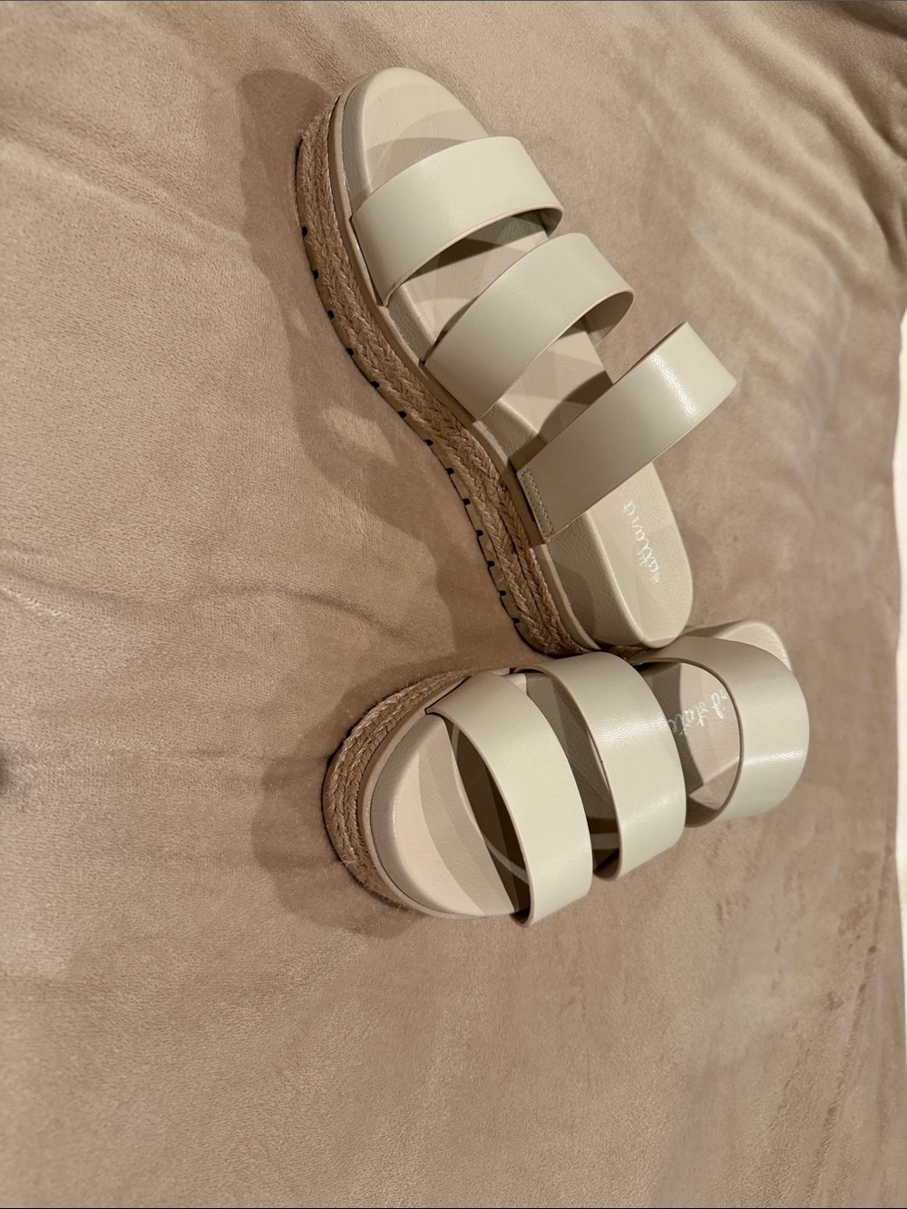 Altar'd State Triple-Strap Cream Espadrille Slides